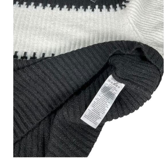 French Connection New Without Tag Black & White Sweater Medium Mock Turtle Neck - Picture 6 of 11